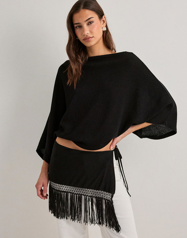 Nelly Fringe Tie Mini Skirt - Svart