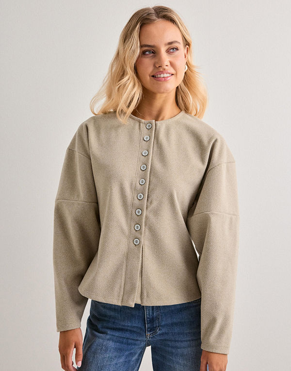Vero Moda Vmklea Ls O-Neck Cardigan Jrs Ga - Beige