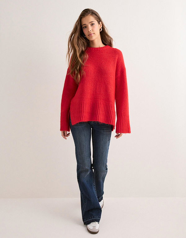 Only Onlmaggie Life Ls Loose O-Neck Cc K - Röd