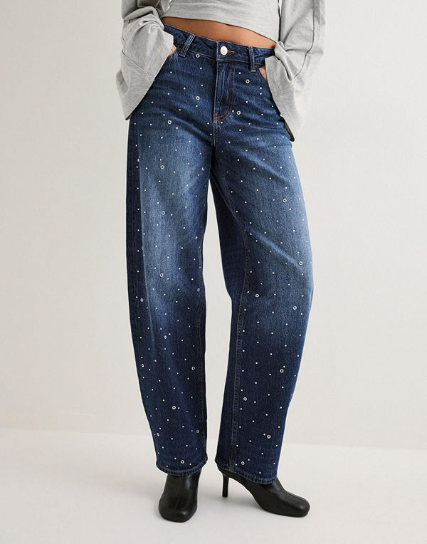 Pieces Pcmerle Mw Barrel Jeans D2D Fsy Pp - Blå