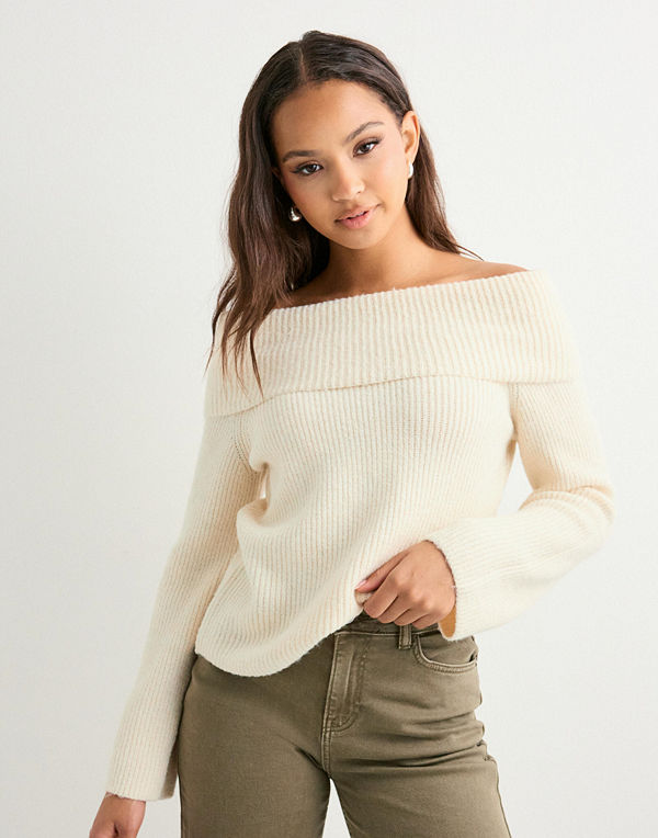 Vero Moda Vmaries Ls Offshoulder Pullover Bf - Vit
