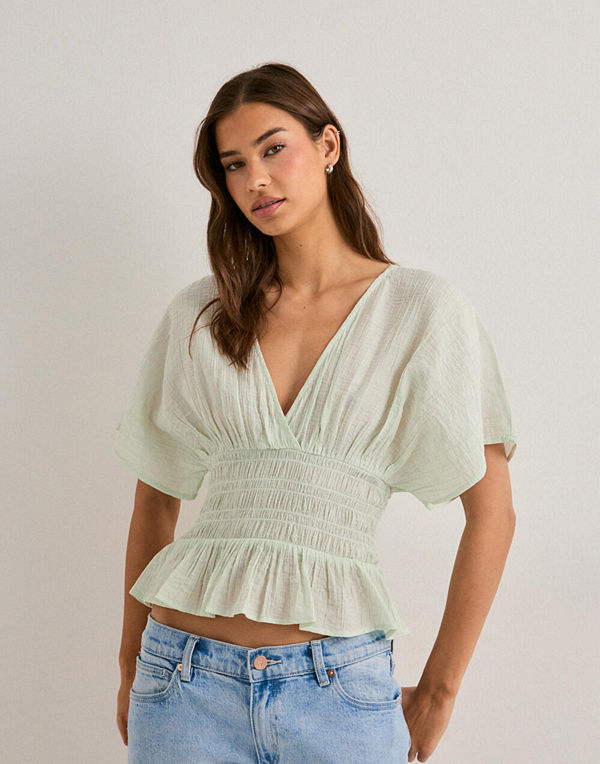 Nelly Spring Smock Blouse - Grön