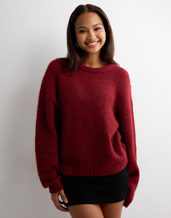 Nelly Fuzzy Knit Sweater - Röd