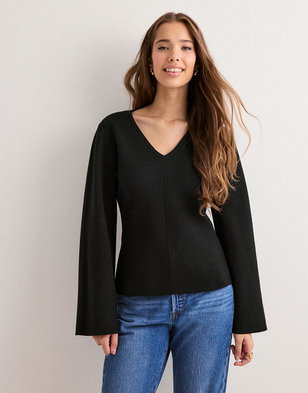 Only Onlviola Ls Fit V-Neck Knt - Svart