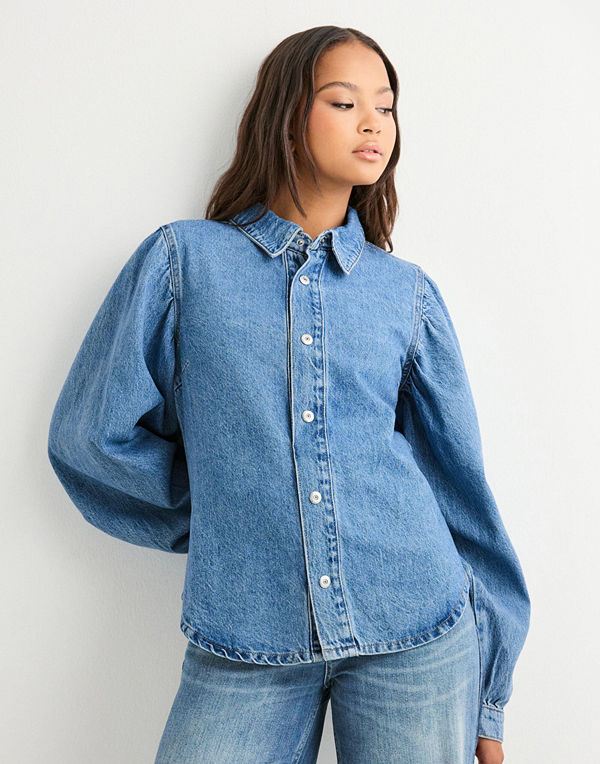 Pieces Pcritt Ls Denim Shirt - Blå