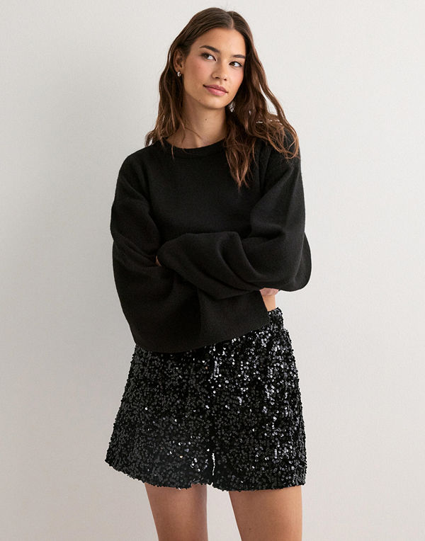 Only Onlconfidence New Sequins Shorts Jr - Svart