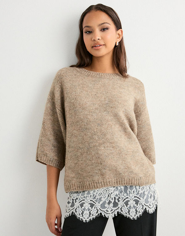 Only Onlgila Life Ss O-Neck Knt - Beige
