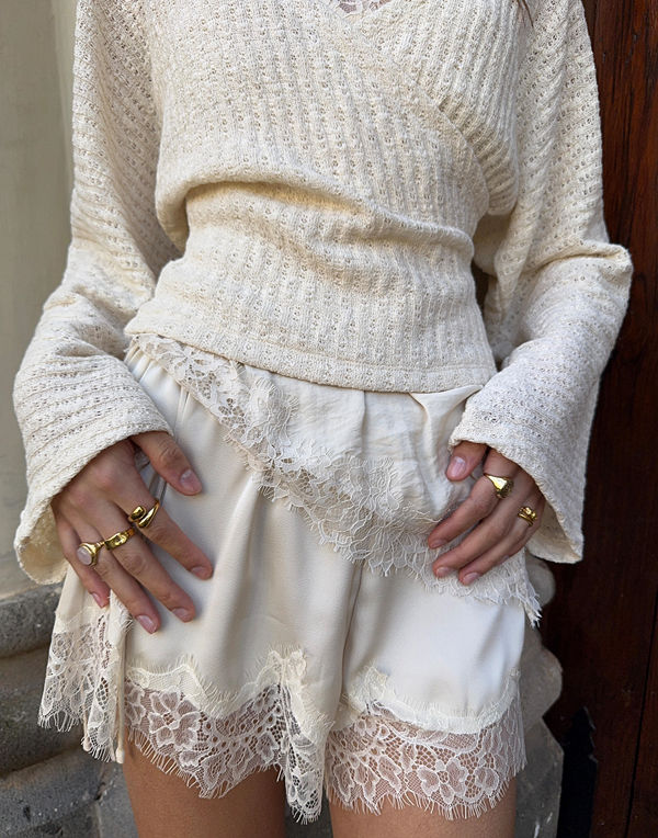 Nelly Sassy Lace Shorts - Champagne