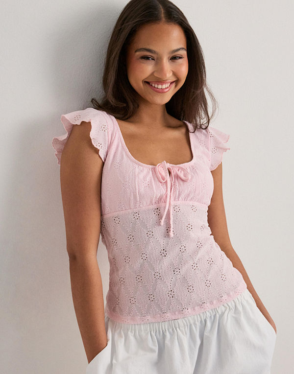 Nelly Broderie Anglais Top - Rosa