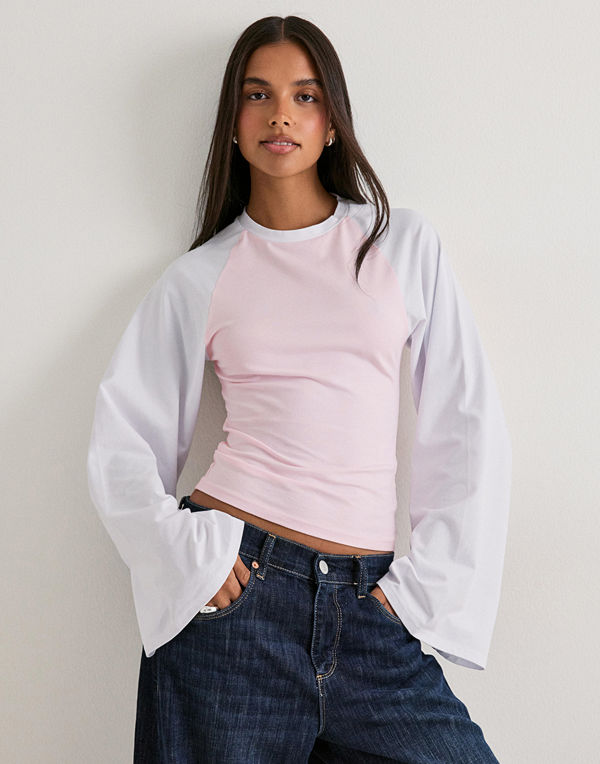 Nelly Wide Sleeve Raglan Top - Multi/Mönstrad