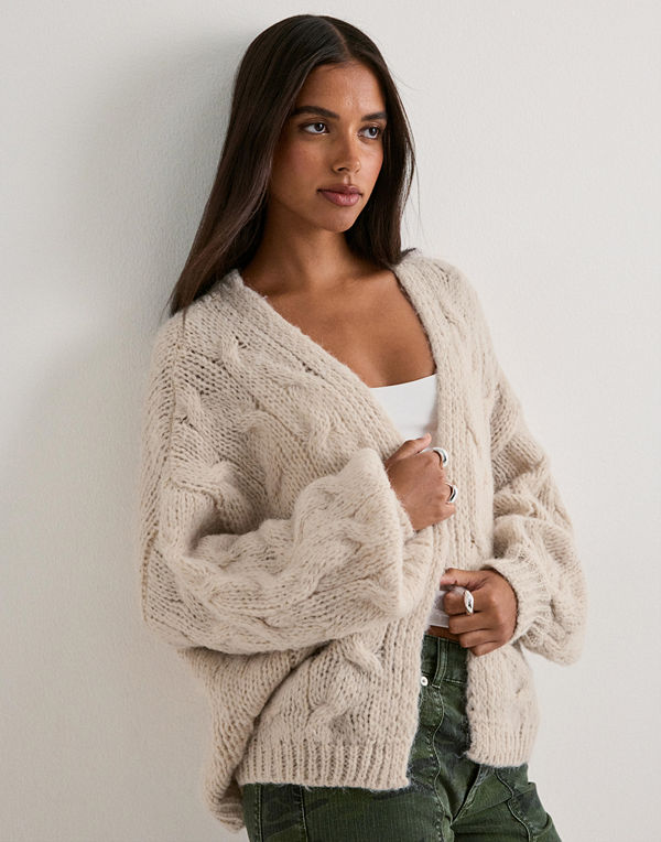 Vero Moda Vmmaybe Ls Open Cable Cardigan Noos - Beige