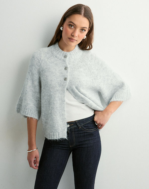 Neo Noir Benuta Fluffy Knit Cardigan - Grå