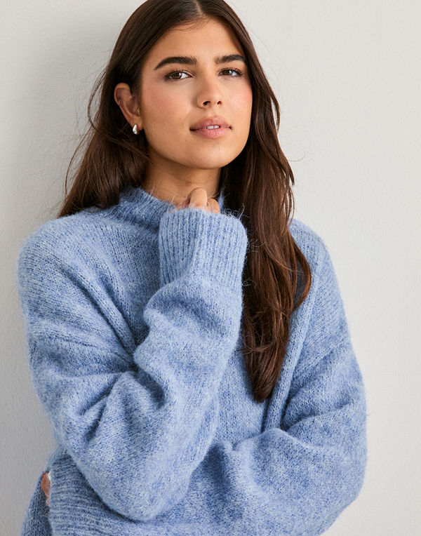 Neo Noir Paulina Fluffy Knit Blouse - Blå