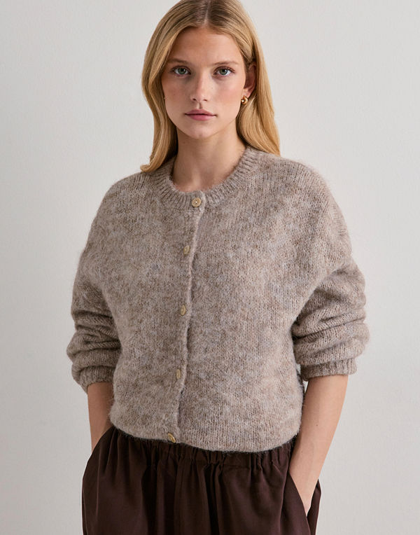 Only Onlnordra Ls O-Neck Button Cardi Ex - Beige