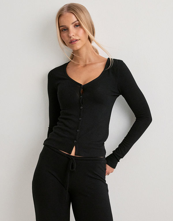 Nelly My Chill V Neck Cardigan - Svart
