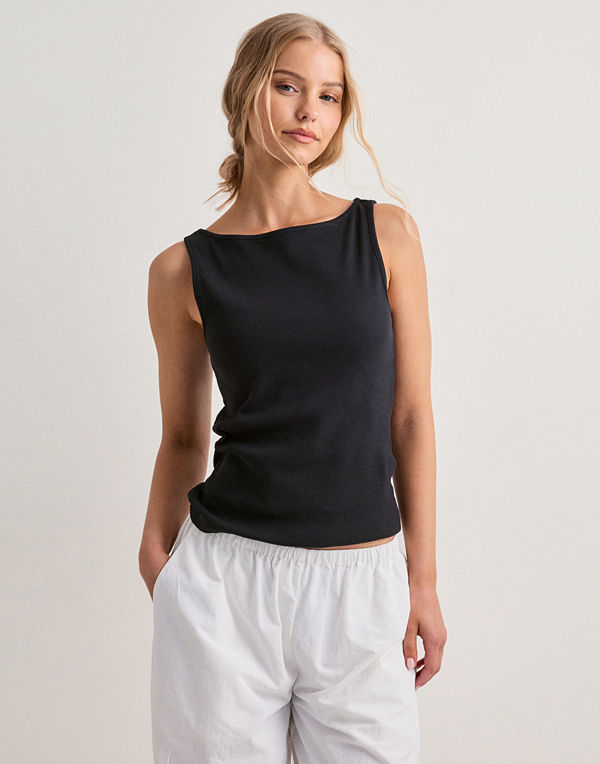 Pieces Pcmay Sl Boatneck Top Jrs Bc - Svart