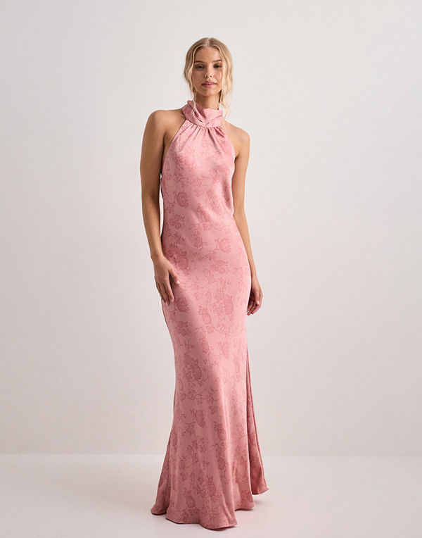 Neo Noir Fiona Pattern Satin Dress - Rosa