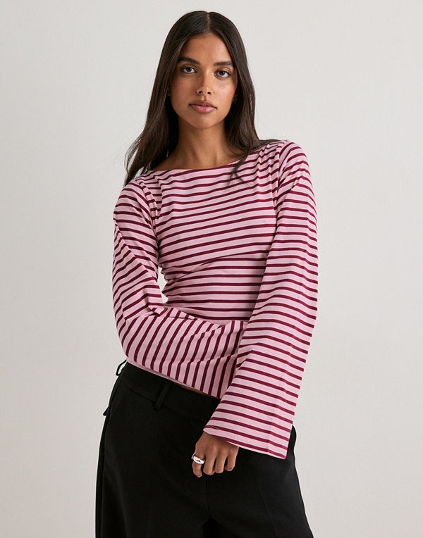 Nelly Stripe Wide Sleeve Top - Rutigt/Randigt