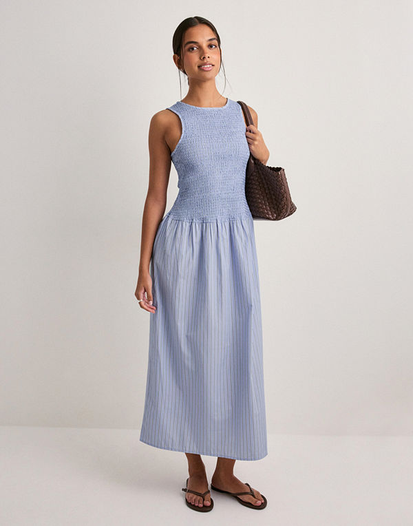 Vero Moda Vmleya Sl 7/8 Stripe Smock Dress Wv - Blå