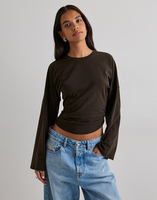 Pieces Pcalli Ls O-Neck Top - Brun