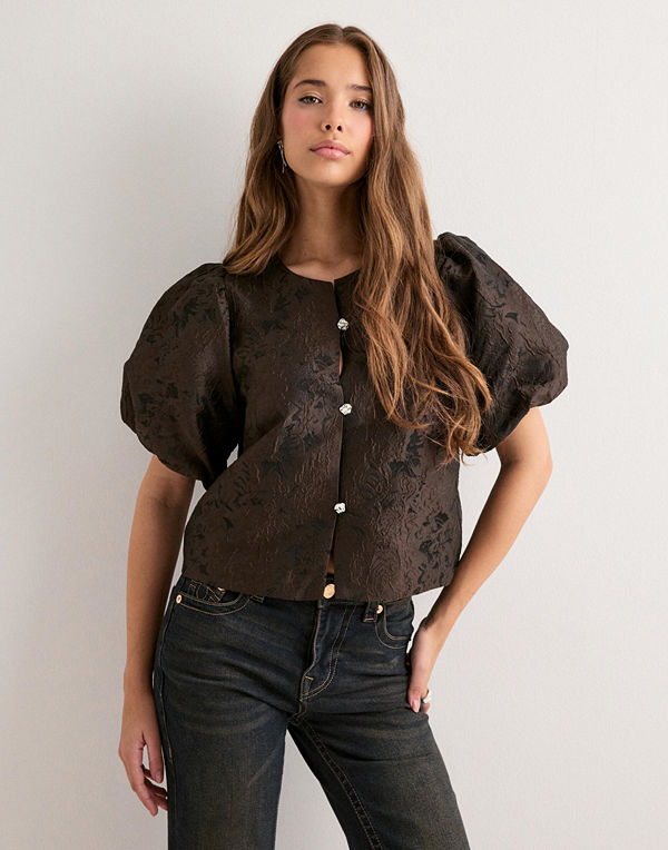 Neo Noir Aisa Brocade Blouse - Brun