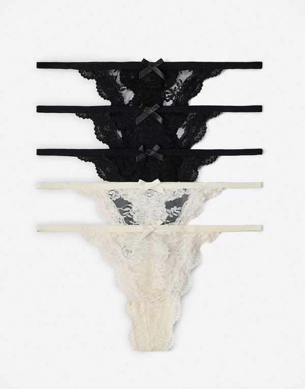 Nelly Adorable 5-Pack Thong - Svart