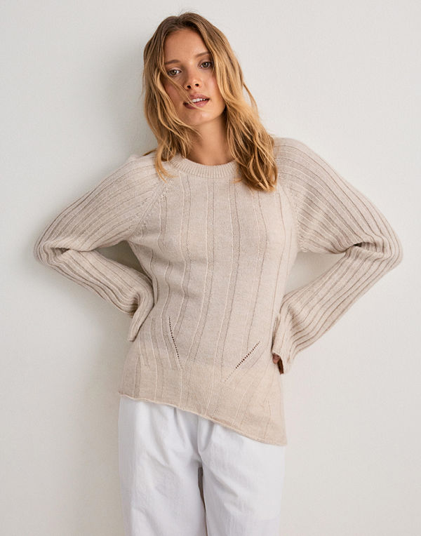 Vero Moda Vmwren Ls Tie Pullover Knit Exp - Beige