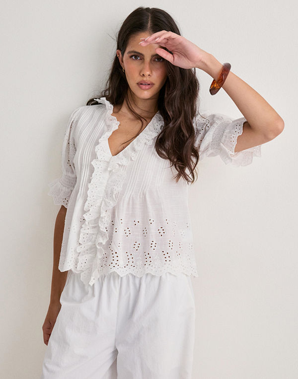 Neo Noir Talise Emb Blouse - Vit