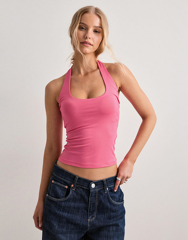 Nelly Built In Bra Halterneck Top - Rosa