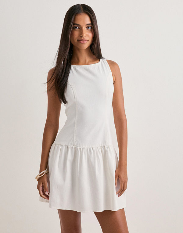 Vero Moda Vmkiara Twill Sl Short Dress Wvn Ex - Vit