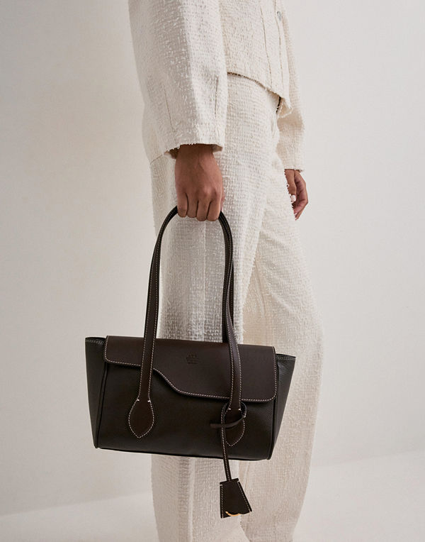 ATP Atelier Eira Contrast Stitch Grained Calf Bag - Brun