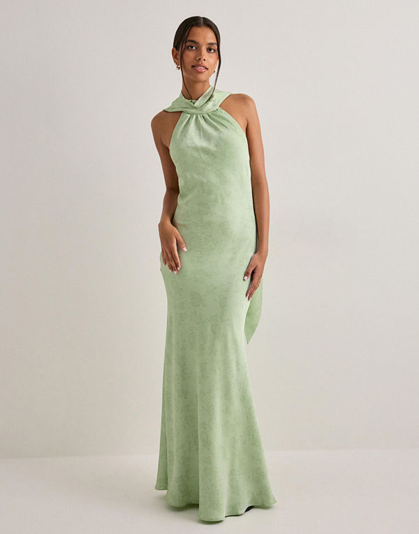 Neo Noir Fiona Pattern Satin Dress - Grön