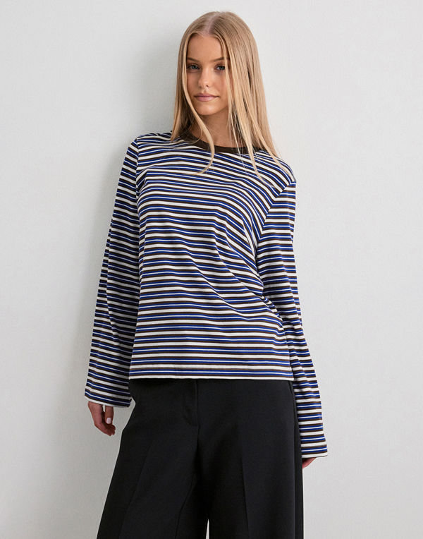 Only Pglisa Stripe L/S Top Jrs - Blå