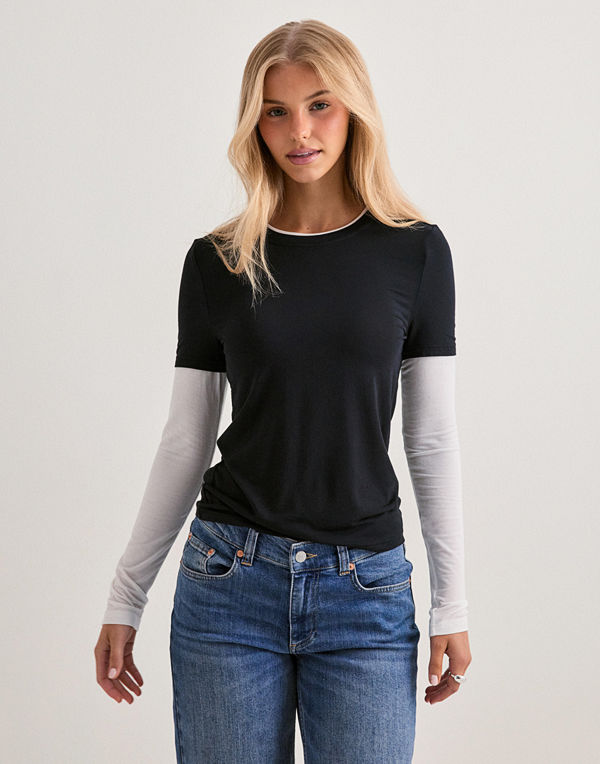 Pieces Pcamio Ls Layering Top Jrs - Svart