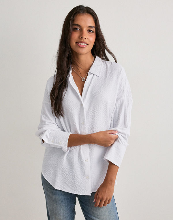 Only Onloregon Bari L/S Shirt Wvn - Vit