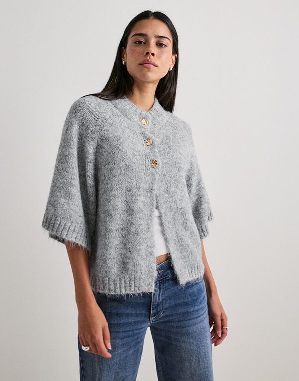 Neo Noir Benuta Fluffy Knit Cardigan - Grå