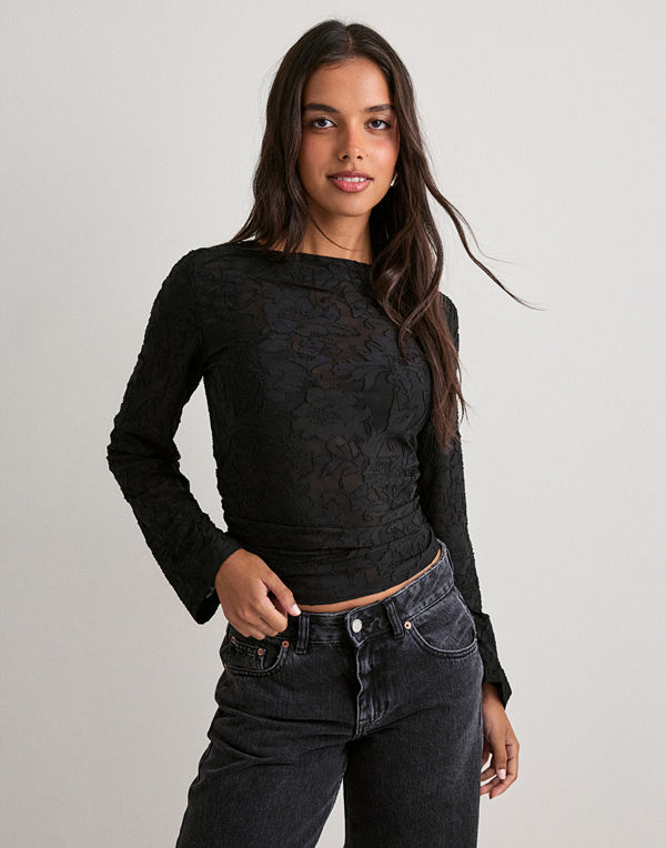 Vero Moda Vmlayla Ls Gathering Top Jrs Noos - Svart