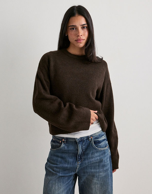 Only Onlsimoni L/S O-Neck Pullover Knt N - Brun