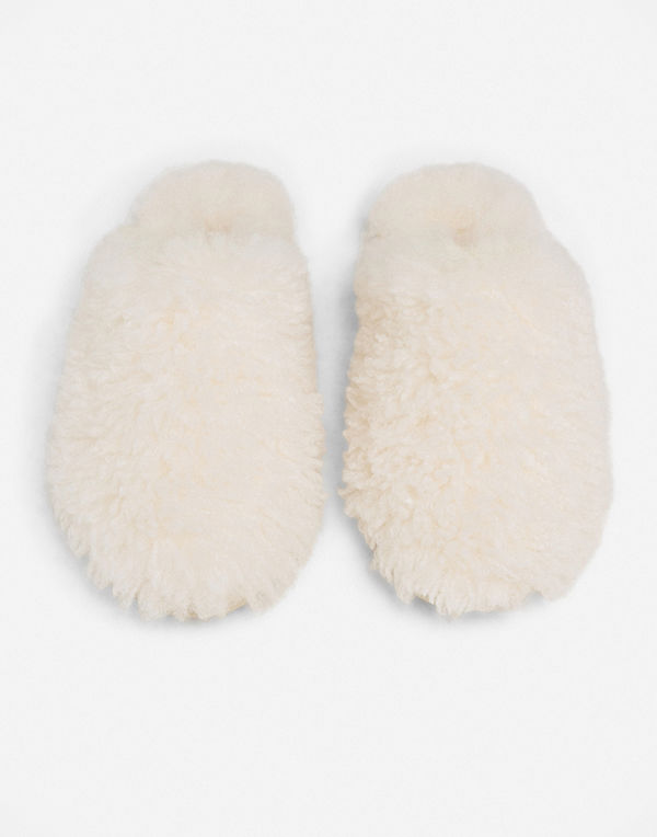 Nelly Cosy Curl Faux Fur Slipper - Vit