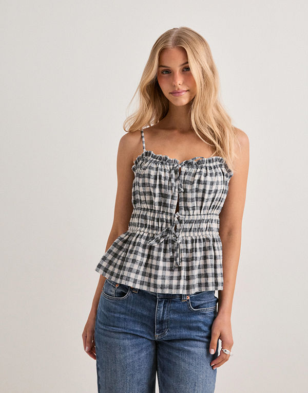 Neo Noir Seylor Check Top - Svart