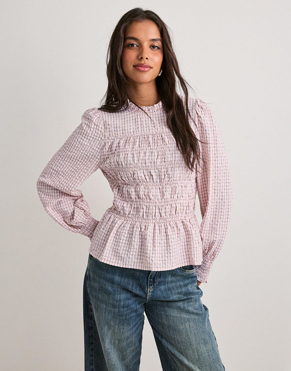 Neo Noir Possa Mini Check Blouse - Rosa