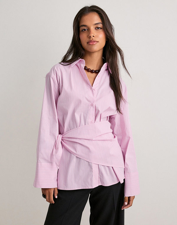 Neo Noir Dita Scarf Stripe Shirt - Rosa
