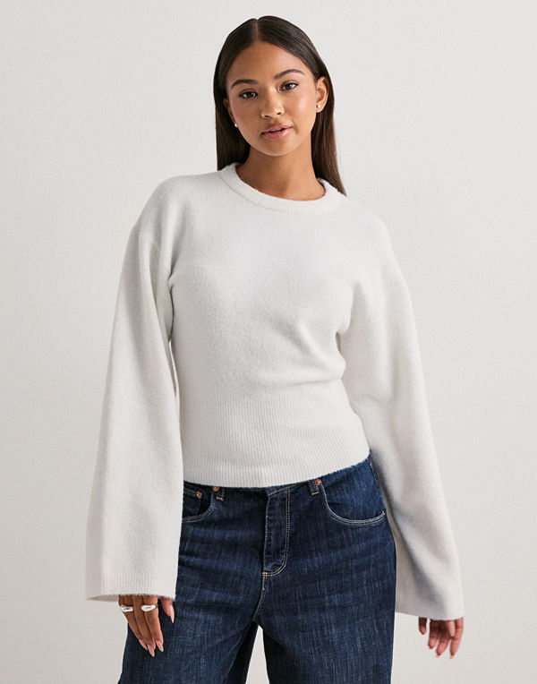 Nelly Tight Waist Knit Sweater - Vit