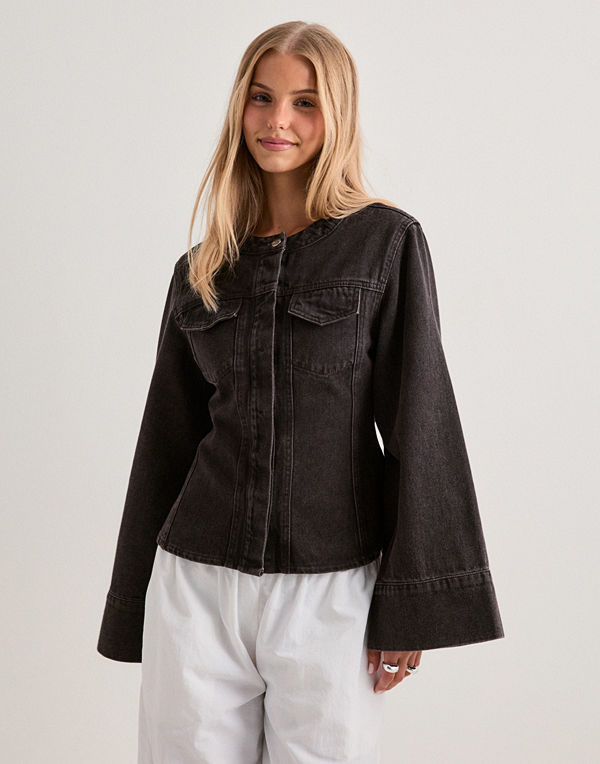 Malina Meja Fitted Wide Sleeve Denim - Brun